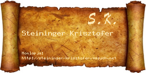 Steininger Krisztofer névjegykártya